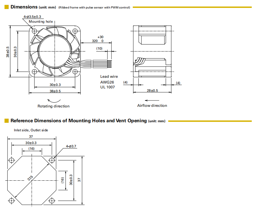  SanAce38山洋散热风扇3828直流风机DC12V低功耗风扇9GA0312P3K0013