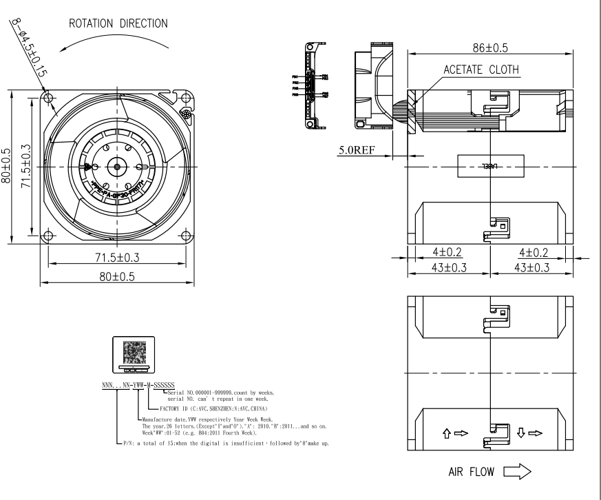 奇鋐AVC80x80x86mmDC工业双重反转散热风扇DFPB0886B2U-12V14A双滚珠轴承高风压服务器散热风扇01